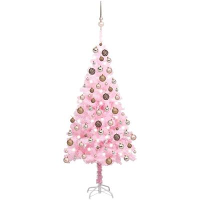 Albero di Natale Pre-illuminato Rosa di vidaXL - con LED e palline 180cm Albero di Natale Pre-illuminato Rosa di vidaXL - con LED e palline 180cm