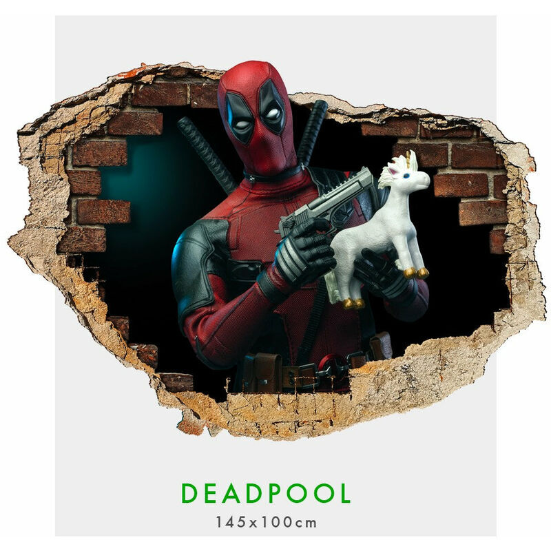 SIGNORBIT - DeadPool - Adesivi murali parete 3D wall sticker cameretta bimbi - Misura: 150x100 cm