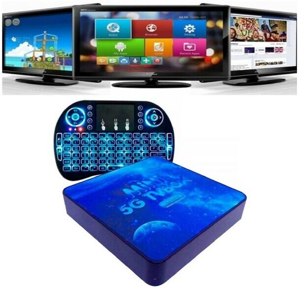 TRADE SHOP TRAESIO Trade Shop - Tv Box Q5gmini Ultra 6k Hd 4g Ram + 64g Wi-fi Android 10 Smart Tv Box Tastiera