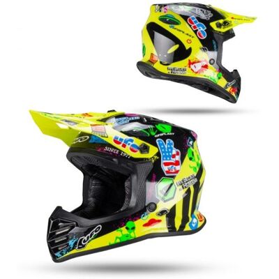 OEM Casco Ufo 2026/01 Korey Cross Per Bambini / Junior / Ragazzi, Colore Nero/giallo Neon, Taglia S (omologazione Ece 22r06, Chiusura Micrometrica) - Collezione 2026 OEM Casco Ufo 2026/01 Korey Cross Per Bambini / Junior / Ragazzi, Colore Nero/giallo Neon, Taglia S (omologazione Ece 22r06, Chiusura Micrometrica) - Collezione 2026