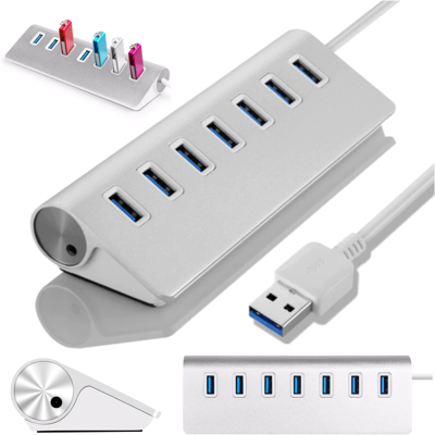 OEM Hub Usb 3.0 A 7 Porte In Alluminio, Splitter 1x7 OEM Hub Usb 3.0 A 7 Porte In Alluminio, Splitter 1x7