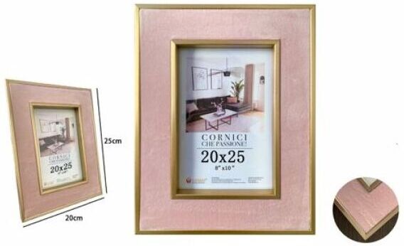 TRADE SHOP TRAESIO - Trade Shop - Cornice Per Foto Portafoto Poster Quadri Tele 20 x 25cm Rosa Con Bordi Oro 70318