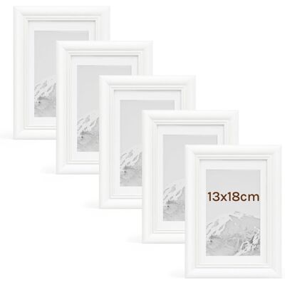 WOLTU - Original Wood Photo Frames 5-Pack - 13x18 cm - White - Picture Frame WOLTU - Original Wood Photo Frames 5-Pack - 13x18 cm - White - Picture Frame
