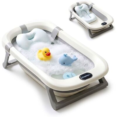 RELAXDAYS Vasca Pieghevole Per Bambini, Con Cuscino Morbido, Fino A 30 Kg, Hlp: 20x78x50 Cm, Pp, Crema/grigio RELAXDAYS Vasca Pieghevole Per Bambini, Con Cuscino Morbido, Fino A 30 Kg, Hlp: 20x78x50 Cm, Pp, Crema/grigio