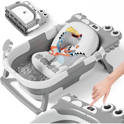 OEM Vaschetta Da Bagno Pieghevole Xxl Per Neonati Con Cuscino E Termometro Integrato, Seggiolino Pratico, Regalo Ideale Per Bambina O Bambino - Altro OEM Vaschetta Da Bagno Pieghevole Xxl Per Neonati Con Cuscino E Termometro Integrato, Seggiolino Pratico, Regalo Ideale Per Bambina O Bambino - Altro