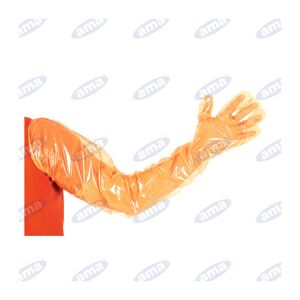 AMA Guanto veterinario, colore arancione, lunghezza 900mm. Scatola da 100pz 58744
