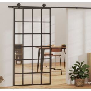VIDAXL - Porta Scorrevole In Vetro Esg E Alluminio 102x205 Cm Nera VIDAXL - Porta Scorrevole In Vetro Esg E Alluminio 102x205 Cm Nera