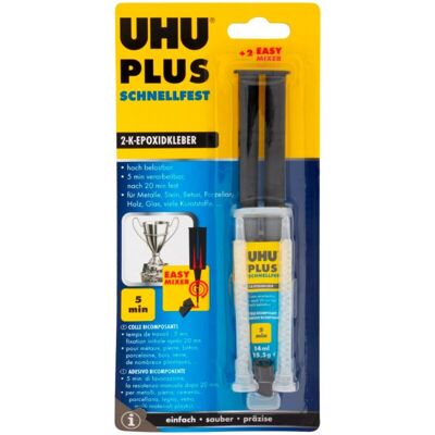 UHU - Plus Schnellfest Siringa Mix Di Colla Bicomponente 5min Blister 14ml UHU - Plus Schnellfest Siringa Mix Di Colla Bicomponente 5min Blister 14ml