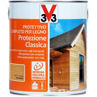 V33 Protettivo Completo Per Legno Protezione Classica, Colore Noce Chiaro - 2,5 Litri V33 Protettivo Completo Per Legno Protezione Classica, Colore Noce Chiaro - 2,5 Litri