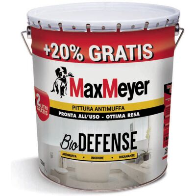 MAX MEYER - Biodefence Pittura Bianca Antimuffa Per Interni Pronta All'uso 10 + 2 Lt. MAX MEYER - Biodefence Pittura Bianca Antimuffa Per Interni Pronta All'uso 10 + 2 Lt.