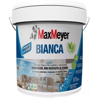 MAX MEYER - Pittura Bianca Monomano Colore Bianco, 14 Litri MAX MEYER - Pittura Bianca Monomano Colore Bianco, 14 Litri