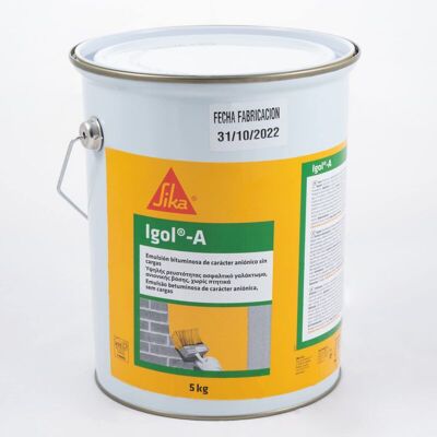 SIKA Gomma Igol A, Emulsione Butuminosa Per Impermeabilizzazione Per Fondazione, 5 Kg, Nero SIKA Gomma Igol A, Emulsione Butuminosa Per Impermeabilizzazione Per Fondazione, 5 Kg, Nero