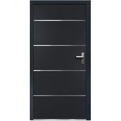 Unique Porta D'Ingresso In Acciaio Massiccio E Inox H208.5 X L105 Cm Antracite - Spessore 90 Mm - Apertura Verso Sinistra - Naxara Unique Porta D'Ingresso In Acciaio Massiccio E Inox H208.5 X L105 Cm Antracite - Spessore 90 Mm - Apertura Verso Sinistra - Naxara