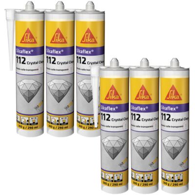 Sika Sigillante Adesivo Cristallo - Flessibile, Resistente alle Intemperie - 6x290ml Sika Sigillante Adesivo Cristallo - Flessibile, Resistente alle Intemperie - 6x290ml