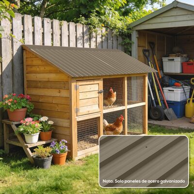 PZCC Set Di 12 Pannelli Per Tetto In Acciaio Zincato, 7 M², Per Capanno Degli Attrezzi, 129x45 Cm, Colore Marrone. PZCC Set Di 12 Pannelli Per Tetto In Acciaio Zincato, 7 M², Per Capanno Degli Attrezzi, 129x45 Cm, Colore Marrone.