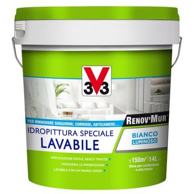 V33 Renovmur Lavabile Bianco Opaco Lt.14 V33 Renovmur Lavabile Bianco Opaco Lt.14