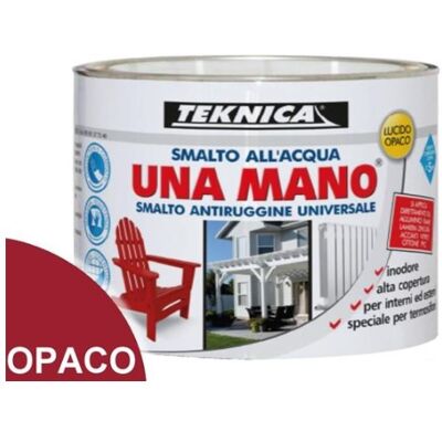 TEKNICA Smalto All'acqua Lucido/opaco Una Mano Antiruggine Univ. Certificato A+haccp - Formato: 125 Ml - Finitura: Opaco - Colore: Rosso TEKNICA Smalto All'acqua Lucido/opaco Una Mano Antiruggine Univ. Certificato A+haccp - Formato: 125 Ml - Finitura: Opaco - Colore: Rosso