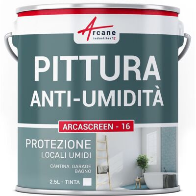 ARCANE INDUSTRIES Pittura Antiumidità Per Muri Umidi Del Bagno O Della Cantina: Arcascreen - 16 Anti Umidità - 2,5 L (fino A 10 M²) - ARCANE INDUSTRIES Pittura Antiumidità Per Muri Umidi Del Bagno O Della Cantina: Arcascreen - 16 Anti Umidità - 2,5 L (fino A 10 M²) -