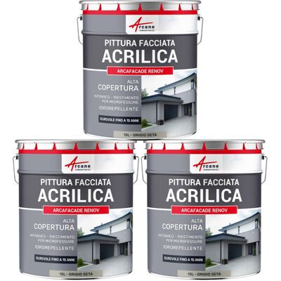 ARCANE INDUSTRIES Pittura Acrilica Per Esterni: Per Facciate Esterne E Stucco - Arcafaçade Renov - 3 X 10 L Grigio Seta - Ral 7044 - ARCANE INDUSTRIES Pittura Acrilica Per Esterni: Per Facciate Esterne E Stucco - Arcafaçade Renov - 3 X 10 L Grigio Seta - Ral 7044 -