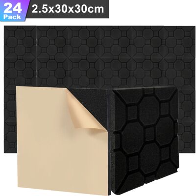 WOLKETON 24 Pannelli Acustici Adesivi, Profilo Cubico 30 X 30 X 2.5 Cm, Pannelli Fonoassorbenti Per Un Efficace Isolamento Acustico, Colore Nero WOLKETON 24 Pannelli Acustici Adesivi, Profilo Cubico 30 X 30 X 2.5 Cm, Pannelli Fonoassorbenti Per Un Efficace Isolamento Acustico, Colore Nero