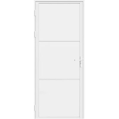 Unique Blocco Porta Reversibile H204 X L73 Cm In Alluminio E Vetro Temperato Satinato Bianco - Maseru Unique Blocco Porta Reversibile H204 X L73 Cm In Alluminio E Vetro Temperato Satinato Bianco - Maseru