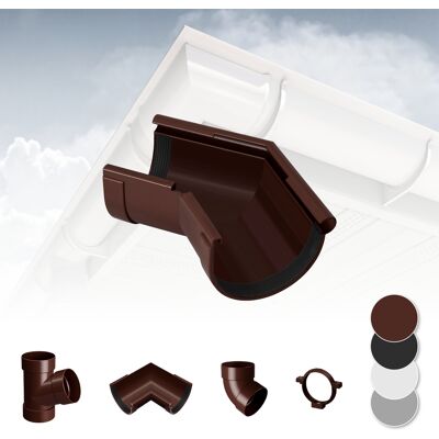 RAINWAY - Sistema Di Grondaie - 130mm In Plastica Pvc, Selezione Di Componenti 130: Marrone, Angolo Esterno 135 RAINWAY - Sistema Di Grondaie - 130mm In Plastica Pvc, Selezione Di Componenti 130: Marrone, Angolo Esterno 135