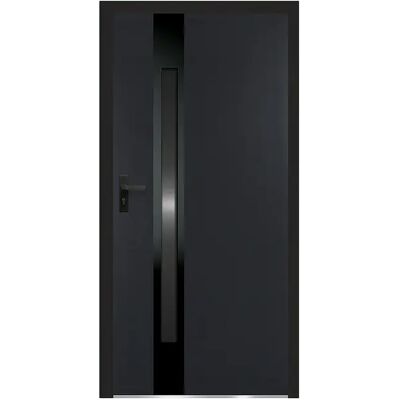 Unique Porta D'Ingresso In Acciaio Massiccio E Inox H207 X L100 Cm Vetro Fumé Antracite E Nero Spessore 90 Mm Apertura Verso Destra - Braga Unique Porta D'Ingresso In Acciaio Massiccio E Inox H207 X L100 Cm Vetro Fumé Antracite E Nero Spessore 90 Mm Apertura Verso Destra - Braga