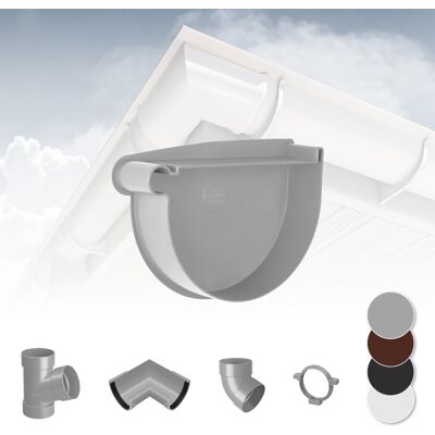 RAINWAY - RainWay 130 - Grigio - Tappo finale sinistro - Sistema di grondaie RAINWAY - RainWay 130 - Grigio - Tappo finale sinistro - Sistema di grondaie