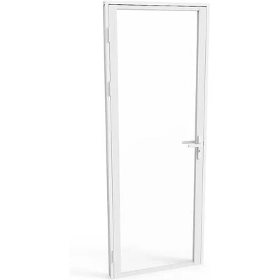 Unique Blocco Porta Reversibile H204 X L93 Cm In Alluminio E Vetro Temperato Bianco - Loxton Unique Blocco Porta Reversibile H204 X L93 Cm In Alluminio E Vetro Temperato Bianco - Loxton