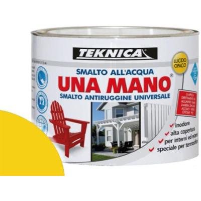 TEKNICA Smalto All'acqua Lucido/opaco Una Mano Antiruggine Univ. Certificato A+haccp - Finitura: Lucido - Colore: Giallo - Formato: 125 Ml TEKNICA Smalto All'acqua Lucido/opaco Una Mano Antiruggine Univ. Certificato A+haccp - Finitura: Lucido - Colore: Giallo - Formato: 125 Ml
