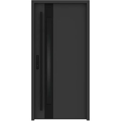 Unique Porta D'Ingresso Apertura A Destra In Acciaio Pieno E Inox H207 X L100 Cm Spessore 68mm Vetro Fumé Antracite E Nero - Calosa Unique Porta D'Ingresso Apertura A Destra In Acciaio Pieno E Inox H207 X L100 Cm Spessore 68mm Vetro Fumé Antracite E Nero - Calosa