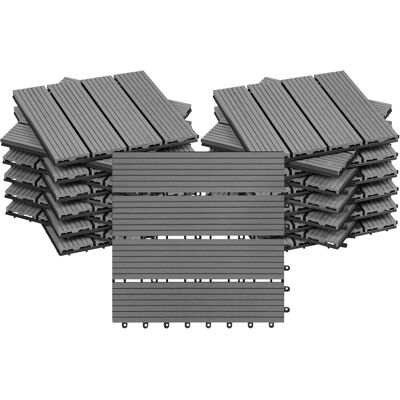 WOLTU Piastrelle Per Pavimenti Da Esterno In Wpc 22 Pannelli 30x30cm Grigio Chiaro WOLTU Piastrelle Per Pavimenti Da Esterno In Wpc 22 Pannelli 30x30cm Grigio Chiaro