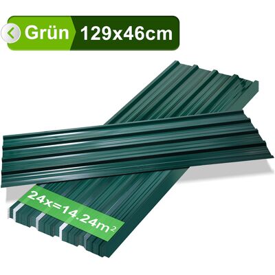 WOLKETON Pannelli Per Tetto 24 Pz 129x46 Cm, Acciaio Zincato Verde, 14 M², Lamiera Profilata Per Tetto E Parete WOLKETON Pannelli Per Tetto 24 Pz 129x46 Cm, Acciaio Zincato Verde, 14 M², Lamiera Profilata Per Tetto E Parete