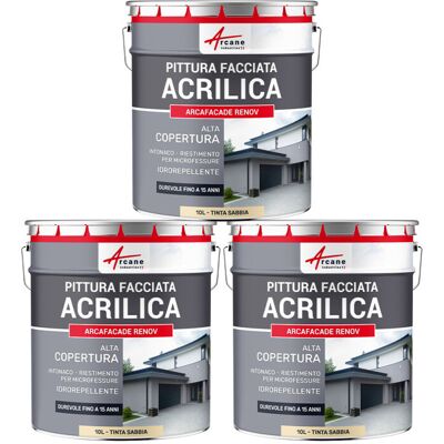 ARCANE INDUSTRIES Pittura Acrilica Per Esterni: Per Facciate Esterne E Stucco - Arcafaçade Renov - 3 X 10 L Tono Sabbia - Ral 085 90 20 - ARCANE INDUSTRIES Pittura Acrilica Per Esterni: Per Facciate Esterne E Stucco - Arcafaçade Renov - 3 X 10 L Tono Sabbia - Ral 085 90 20 -