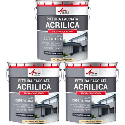 ARCANE INDUSTRIES Pittura Acrilica Per Esterni: Per Facciate Esterne E Stucco - Arcafaçade Renov - 3 X 10 L Giallo Paglia - Ral 085 90 30 - ARCANE INDUSTRIES Pittura Acrilica Per Esterni: Per Facciate Esterne E Stucco - Arcafaçade Renov - 3 X 10 L Giallo Paglia - Ral 085 90 30 -
