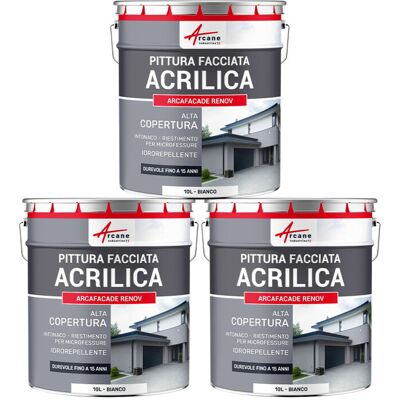 ARCANE INDUSTRIES Pittura Acrilica Per Esterni: Per Facciate Esterne E Stucco - Arcafaçade Renov - 3 X 10 L Bianco - ARCANE INDUSTRIES Pittura Acrilica Per Esterni: Per Facciate Esterne E Stucco - Arcafaçade Renov - 3 X 10 L Bianco -