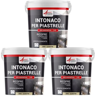 ARCANE INDUSTRIES Intonaco Per Piastrelle Del Bagno E Cucina, Su Pavimento E Pareti - Arcamineral - 3x 20 Kg Alabastro - ARCANE INDUSTRIES Intonaco Per Piastrelle Del Bagno E Cucina, Su Pavimento E Pareti - Arcamineral - 3x 20 Kg Alabastro -