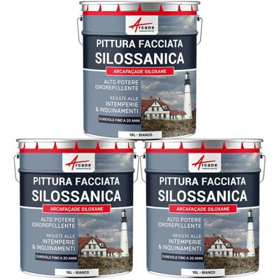 ARCANE INDUSTRIES Pittura Silossanica Per Esterni E Facciate, Ad Alto Potere Idrorepellente - Arcafaçade Siloxane - 3 X 10 L Bianco - ARCANE INDUSTRIES Pittura Silossanica Per Esterni E Facciate, Ad Alto Potere Idrorepellente - Arcafaçade Siloxane - 3 X 10 L Bianco -