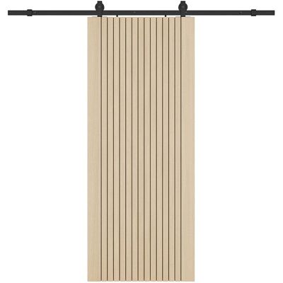 Unique Porta Scorrevole Con Sistema Esterno In Legno E Mdf Scanalato H205 X L93 Cm - Arezo Unique Porta Scorrevole Con Sistema Esterno In Legno E Mdf Scanalato H205 X L93 Cm - Arezo