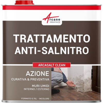 ARCANE INDUSTRIES Trattamento Anti Salnitro: Contro Muffe, Crepe E Sgretolamenti - Arcasalt Clean - 0,75 L (fino A 3 M²) - ARCANE INDUSTRIES Trattamento Anti Salnitro: Contro Muffe, Crepe E Sgretolamenti - Arcasalt Clean - 0,75 L (fino A 3 M²) -