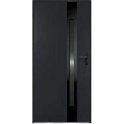 Unique Porta D'Ingresso In Acciaio Massiccio E Inox H207 X L100 Cm Vetro Fumé Antracite E Nero Spessore 68 Mm Apertura Verso Sinistra - Braga Unique Porta D'Ingresso In Acciaio Massiccio E Inox H207 X L100 Cm Vetro Fumé Antracite E Nero Spessore 68 Mm Apertura Verso Sinistra - Braga