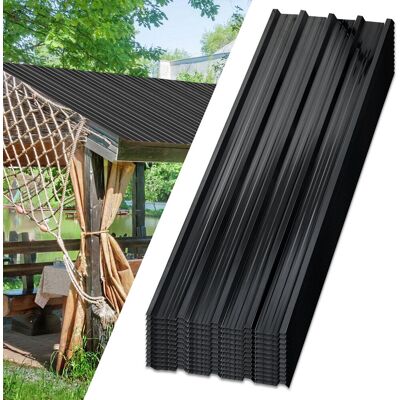 RANDACO Pannelli Per Tetto 24 Pz 129x46 Cm, Acciaio Zincato Antracite, 14 M², Lamiera Profilata Per Tetto E Parete RANDACO Pannelli Per Tetto 24 Pz 129x46 Cm, Acciaio Zincato Antracite, 14 M², Lamiera Profilata Per Tetto E Parete
