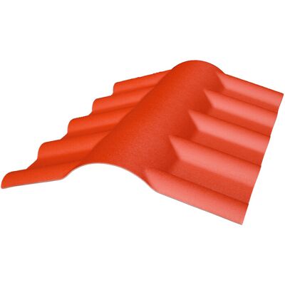 MCCOVER Colmo In Pvc Per Tetto Moderno Imitazione Tegola In Terracotta, E: 15 Cm, L: 55 Cm, L: 74 Cm MCCOVER Colmo In Pvc Per Tetto Moderno Imitazione Tegola In Terracotta, E: 15 Cm, L: 55 Cm, L: 74 Cm