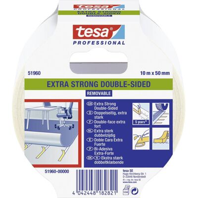 Tesa Extra Strong 51960-00000-11 Nastro Per Posa Pavimentazioni E Tappeti ® Professional Translucido (l X L) 10 M X Tesa Extra Strong 51960-00000-11 Nastro Per Posa Pavimentazioni E Tappeti ® Professional Translucido (l X L) 10 M X