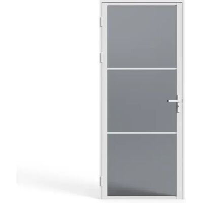 Unique Blocco Porta Reversibile A Battente In Alluminio E Vetro Temperato Fumé - H204 X L73 Cm - Bianco - Maseru Unique Blocco Porta Reversibile A Battente In Alluminio E Vetro Temperato Fumé - H204 X L73 Cm - Bianco - Maseru