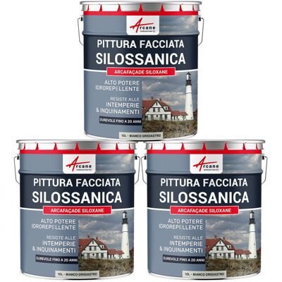 ARCANE INDUSTRIES Pittura Silossanica Per Esterni E Facciate, Ad Alto Potere Idrorepellente - Arcafaçade Siloxane - 3 X 10 L Bianco Grigiastro - Ral 9002 - ARCANE INDUSTRIES Pittura Silossanica Per Esterni E Facciate, Ad Alto Potere Idrorepellente - Arcafaçade Siloxane - 3 X 10 L Bianco Grigiastro - Ral 9002 -