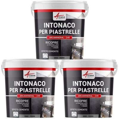 ARCANE INDUSTRIES Intonaco Per Piastrelle Del Bagno E Cucina, Su Pavimento E Pareti - Arcamineral - 3x 20 Kg Ferro - ARCANE INDUSTRIES Intonaco Per Piastrelle Del Bagno E Cucina, Su Pavimento E Pareti - Arcamineral - 3x 20 Kg Ferro -