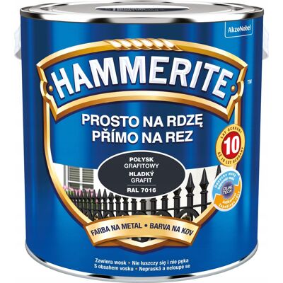 OEM Vernice Per Metalli Hammerite Straight To Rust, Grafite Lucida, 2,5 L OEM Vernice Per Metalli Hammerite Straight To Rust, Grafite Lucida, 2,5 L