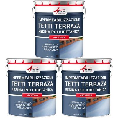 ARCANE INDUSTRIES Guaina Liquida Per Terrazzi, Guaina Impermabilizzante Arcathan - 3 X 15 Kg Ardesia - ARCANE INDUSTRIES Guaina Liquida Per Terrazzi, Guaina Impermabilizzante Arcathan - 3 X 15 Kg Ardesia -