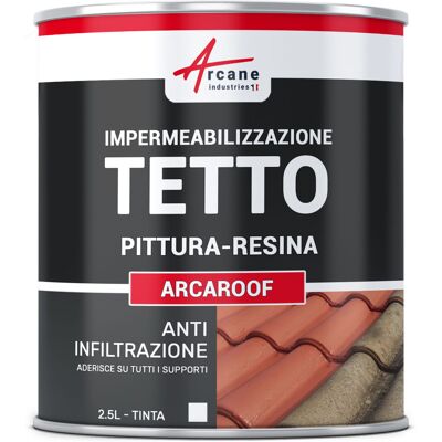 ARCANE INDUSTRIES Guaina Liquida Per Tetti, Guaina Impermeabilizzante Tetto Arcaroof - 2,5 L Bianco - ARCANE INDUSTRIES Guaina Liquida Per Tetti, Guaina Impermeabilizzante Tetto Arcaroof - 2,5 L Bianco -